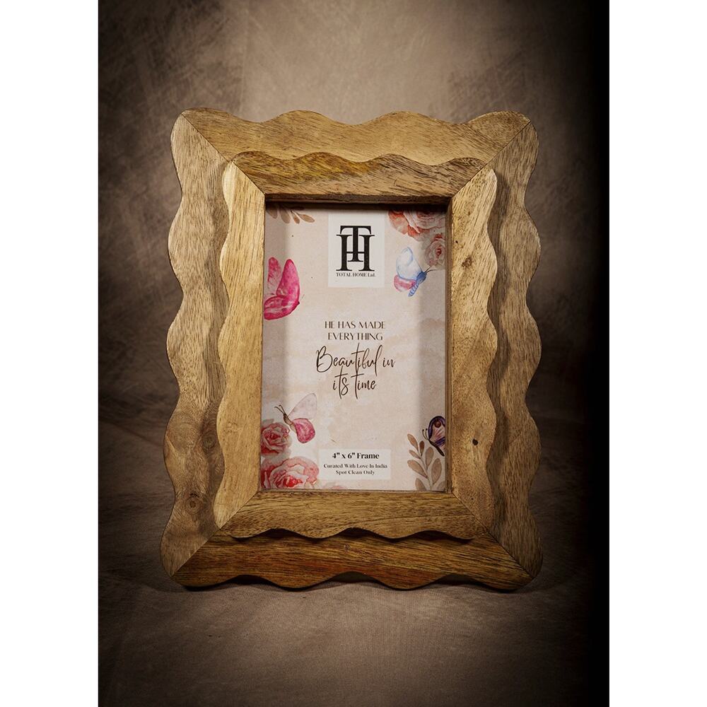Farmhouse Rustic Wooden Vintage Style Scalloped Picture Frame Shabby Chic Boho